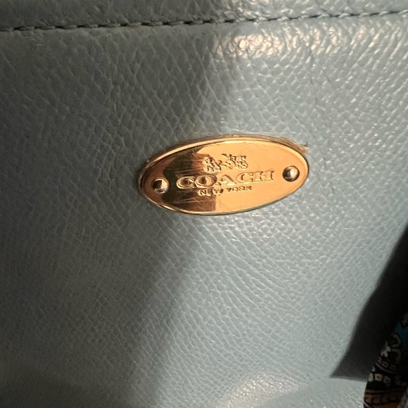 Blue, Coach leather diaper bag with strap and changing pad